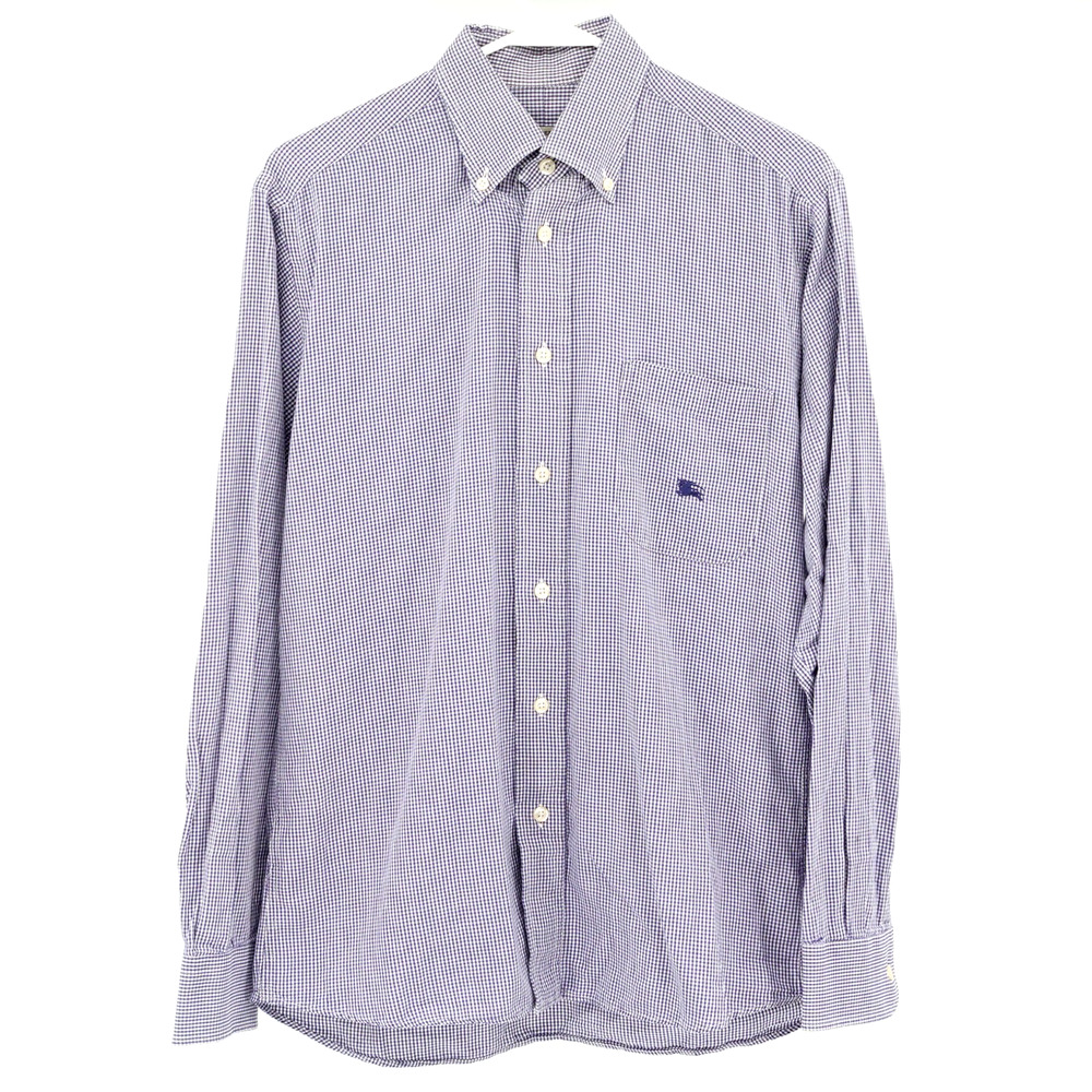 Burberry London Button Up Shirt Mens SZ S Long Sleeve Blue Gingham Business